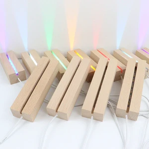 Diy 3d Led Night Lamp Wood Led Light Base Rectangular Led Table Lamp Wood Bases Night Light