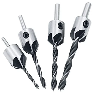 Wood Chamfer Drill Bit Set Carpentry Reamer Counterbore Pilot Hole Cutter Screw Hole Drill Adjustable Countersink Drill Set