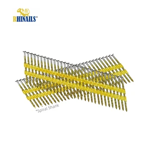 Plastic Strip Nails Screw Shank Galvanized 21 Degree Round Head Collated Framing Nails for Wood Working