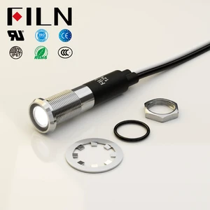 FILN Red 8mm Warning Metal Indicator Light AC 12V LED Signal Lights for Motorcycle Bike