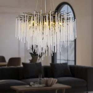 French Light Luxury Modern Hotel Lamp Living Room Villa Duplex Restaurant Bedroom Chandelier B&B Branch Octagonal Bead Tassel