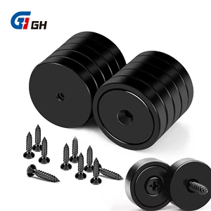 Factory Customized 20mm 25mm 32mm NdFeB Countersunk Magnet Cup Round Pot Magnet With Screw Hole Epoxy Black Strong Magnetic Base