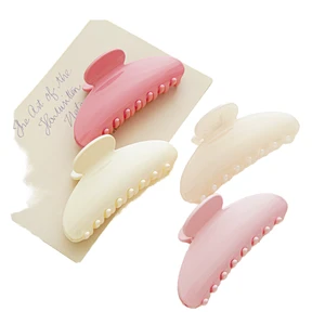 Korean French Solid Color Large Hairpin For Women 5cm Multi-Hair Accessories Solid Back Head Disc Shark Clip Made Hair Claws
