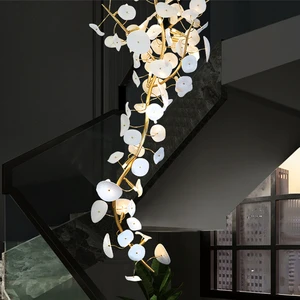 Light Luxury Modern Minimalist Grand Hall Chandelier, High Ceiling Decor Light For Villa Duplex Living Room & Hollow Stairwell