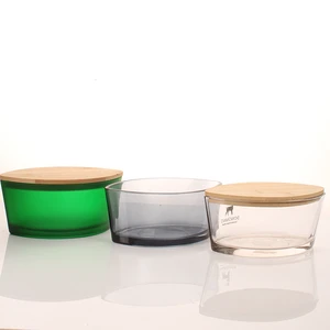 Wholesale in Bulk Empty Unique Creative Boat Shaped Glass Cup 770ml 3 Wick Candle Jars With Bamboo Lid