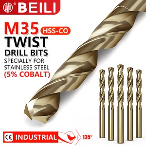 DIN338 M35 HSS 5% Cobalt Fully Ground Twist Drill Bit 135° Split Point Straight Shank for Metal Stainless Steel Drilling