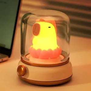 Creative Retro Capybara LED Night Light Modern Mini ABS Bedside Table Lamp Touch Control Battery Operated Warm White Light PC