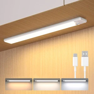 Motion Sensor Cabinet Light USB Rechargeable Wardrobe Light Home LED Under Cabinet Light Strip Lamp For Kitchen 3CCT Dimmable