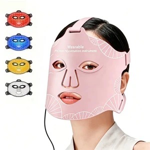 Customizable Professional 4 Color Red Infrared Light Flexible Silicone Led Face Mask Rechargeable Led Facial Light Therapy Mask