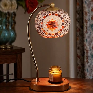 Moroccan Design Colorful Mosaic Glass Table Lamps Home Decor Luxury Candle Warmer Lamp Aromatherapy Candle Warmer
