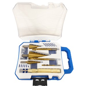 7PCS Multi - Size Step Drill Bit Set with Titanium Coating Straight Groove/Flute Step Drill Bit for Metal Plastic Wood