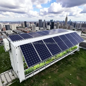 Modular Hydroponic Growing System Solar Powered Rooftop Leafy Greens Container Farm With Automated Water Circulation