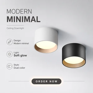 Modern Backlit Round Ceiling Surface Mounted Down Light Office Hotel Anti Glare Illumination SMD Led Luminaries Spot Light