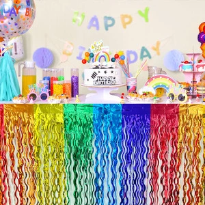 Custom Rainbow Foil Curtain Background Shimmer Streamers for Holiday Theme Party Door Wall Decor Wholesale