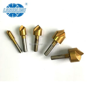 5Pcs HSS Titanium Coated Countersink Drill Bit Set 90 Degree Round Shank Chamfer Cutter for Woodworking