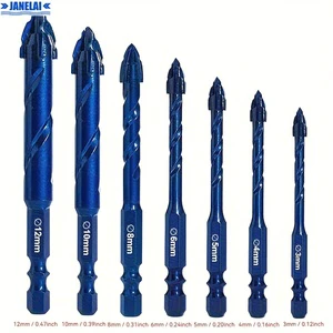Janelai 7pcs Upgraded Serrated Masonry Drill Bit - Set of 7 Concrete Drill Bits for Tile Glass Metal Brick Ceramic Plastic Wood
