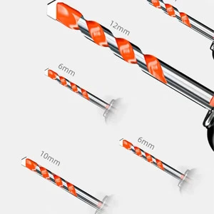 4PCS Fully Ground Masonry Drill Bits with Carbide Tips for Tile, Brick, Cement, Concrete, Glass, Plastic, Cinder Block, Wood