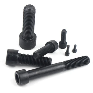 Grade 8.8 High-Strength M10 Full-Thread Bolt Screw Nut Set External Hexagonal Design Black Carbon Steel DIN933 Standard