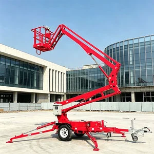 Factory Direct Electric Crank Arm Trailer Mounted Articulated Boom Lift Hydraulic Cherry Picker Towable Spider Boom Lift
