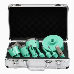 Vacuum Brazed Diamond Core Drill Bit Set M14 Thread Dry Wet Tile Hole Saw Kit With Aluminum Box For Porcelain Stone Marble