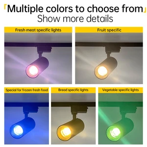 30W 220V LED Fresh Food Track Light RA≥92 Anti-flicker 330° Adjustable Aluminum Rail Spotlight for Supermarket Meat Fruit Bakery
