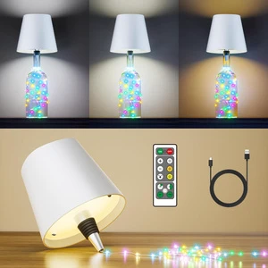 Wireless Rechargeable LED Battery Included Simple Adjustable Wine Bottle Lamp RGB String Lights Touch Remote Control Dimmable