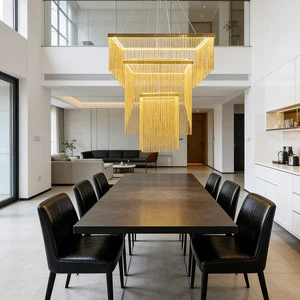 Postmodern Nordic Art Creative Pendant Light Modern Luxury Wedding Wrought Iron Aluminum Tassel Chain Fringe Chandelier
