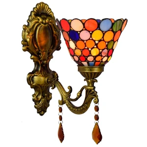 Retro Color bar Corridor Crystal Wall Lamp Tiffany Stained Glass Restaurant Bedroom Bedside Hotel Mirror Decorative Wall Lights