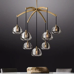 Nordic Modern Hot-selling Fringe Cream-Stone Leather Chandelier Unique for Villa Indoor Living Room Oval Pendant Lights