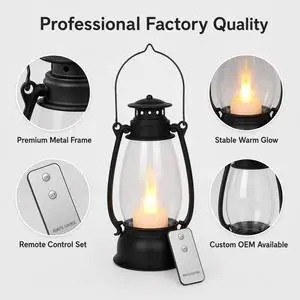 Wholesale Black Mini Plastic LED Lantern Remote Control 5 Inch Flameless Eco-Friendly Battery Centerpiece Home Decoration Decor