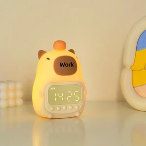 Cartoon Design Smart Alarm Clock Night Light-Student-Friendly Bedside Wake-Up Alarm Tabletop Tap-to-Light