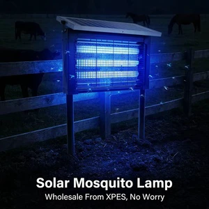 IPX4 Waterproof 15W Solar Bug Zapper 3000V Electronic Insect Killer Lamp 3 LED Tubes Outdoor High Power Fly Exterminator
