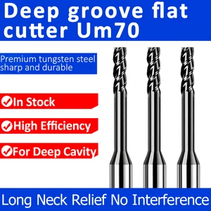 UM70 High Efficiency Long Neck Tungsten Carbide 4 Flutes 35 Helix TiAlN Coated CNC End Mill For Deep Slot Deep Cavity Milling