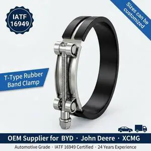Factory Wholesale Rubber Lined T-Bolt Clamp for Construction Machinery