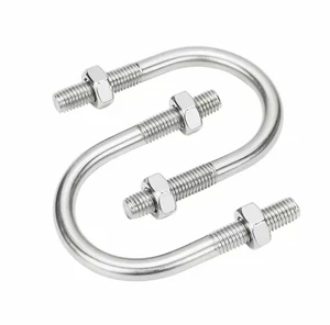 Galvanized Plain Carbon Steel Class 8.8 U-Bolts Set with 2 Nuts and Washers Pipe Clamp Securing Clips