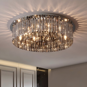 Custom Modern Luxury LED K9 Crystal Ceiling Light Surface Mounted for Hotel Lobby & Villa Projects IP33 Rated