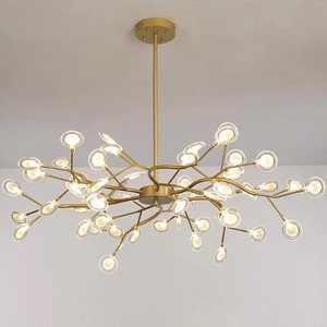 Nordic Lusture Firefly Chandelier Stylish Tree Branch Iron Black Gold Led Pendant Lamp for Living Room Bedroom Foyer Decoration