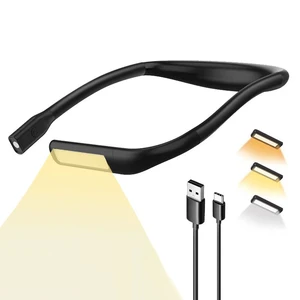 Wholesale Portable Type-C Rechargeable Book Light with Flexible Gooseneck Modern Design White Shade LED Neck Reading Lamp
