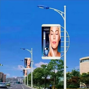 Customized Intelligent Street Lamp Post Display Single/double Road Light Pole Screen Outdoor Led Display Advertising Factory
