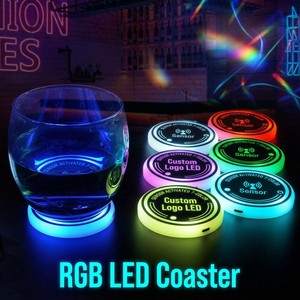 Light Up Sensor Vibration Practical USB Charging Cup Pad 7 Color Changing Luminous RGB Mat Car And Bar LED Coaster