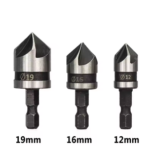 82 Degrees Chamfer Drill Bit 12/16/19mm 5 Flute Cutter Woodworking Countersink Drill Bit Set Metal Drilling