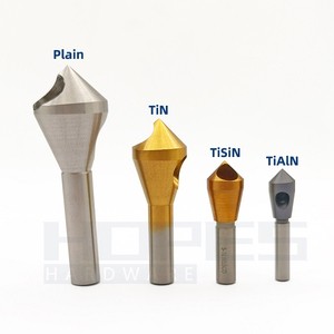 4pcs HSS M2 M35 Co Deburring Chamfering Coutersink Drill Bits with 90 Degrees TiN TiAlN Coating Chip Removing Hole