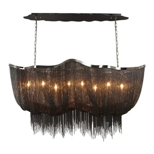 Modern Bronze Tassel Lamp Aluminum Chain Chandelier Lighting Luxury Stair Light Pendant Light for Home Hotel Restaurant