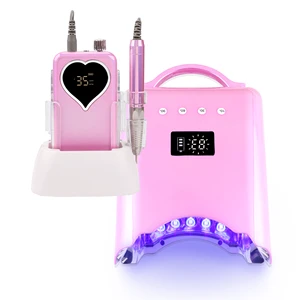 Pro LED UV Nail Lamp Dryer Combination Cordless Rechargeable Nails Drill Machine Set for Salon