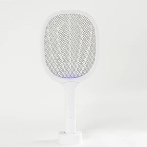 2 in 1 Rechargeable Handheld Electric Mosquito Swatter Racket Mosquito Killer Bug Zapper Racket With Base