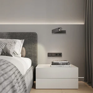 Modern Style 3W LED Aluminum Black Bedroom Bedside Wall Reading Lamps For Reading Room AC