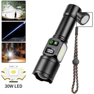 Rechargeable LED Aluminum Alloy Camping Flashlight Type-C USB Charging 1200 Lumens Adjustable Beam IP44 Waterproof Zoom Light