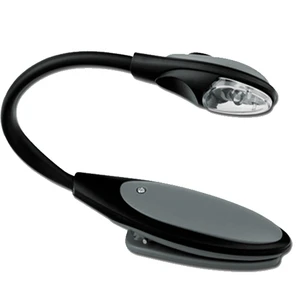 Goldmore1 Portable Flexible 1pc White LED Clip Book Reading Lamp Black Book Light