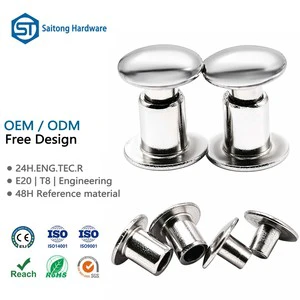 Custom 3mm-8mm 304 Stainless Steel Male Female Round Head Rivets ISO 9001 Certified For Leather Manufacturing OEM Service
