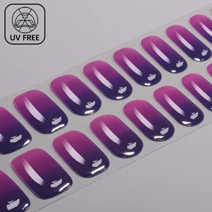 NO Lamp Gradient French UV Free Wholesale Natural Curing Gel Nail Stickers Nail Tips No-Cure Gel Nail Wraps
